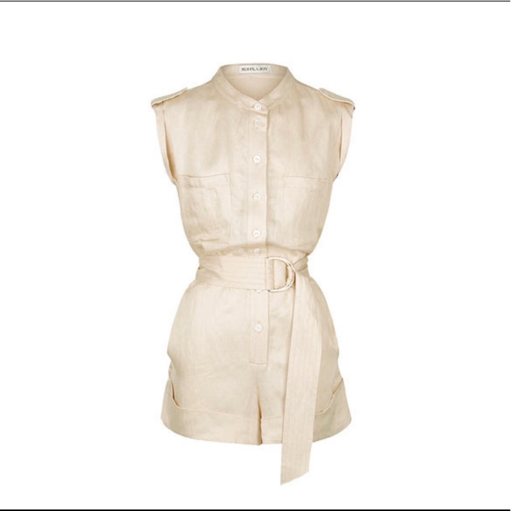 Shona Joy Wren Linen Boiler Suit in Ecru color US size 6